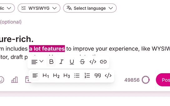 Screenshot of post editor with WYSIWYG formatting options