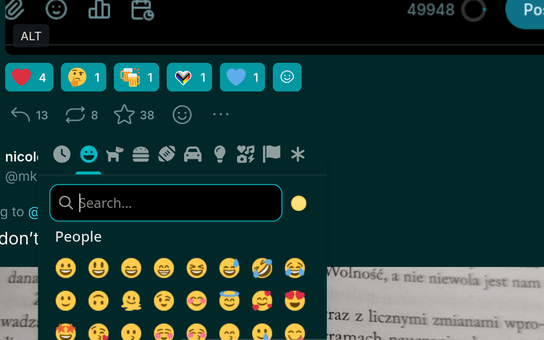 Screenshot of a post with emoji reactions picker open
